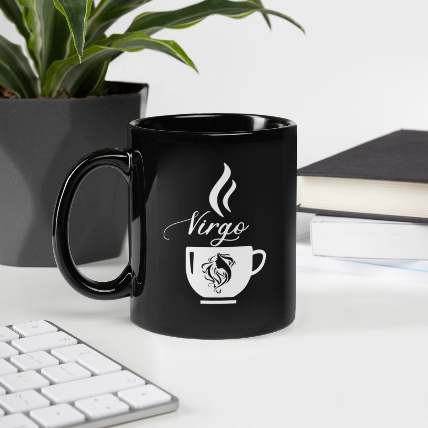 BLACK VIRGO ZODIAC COFFEE MUG