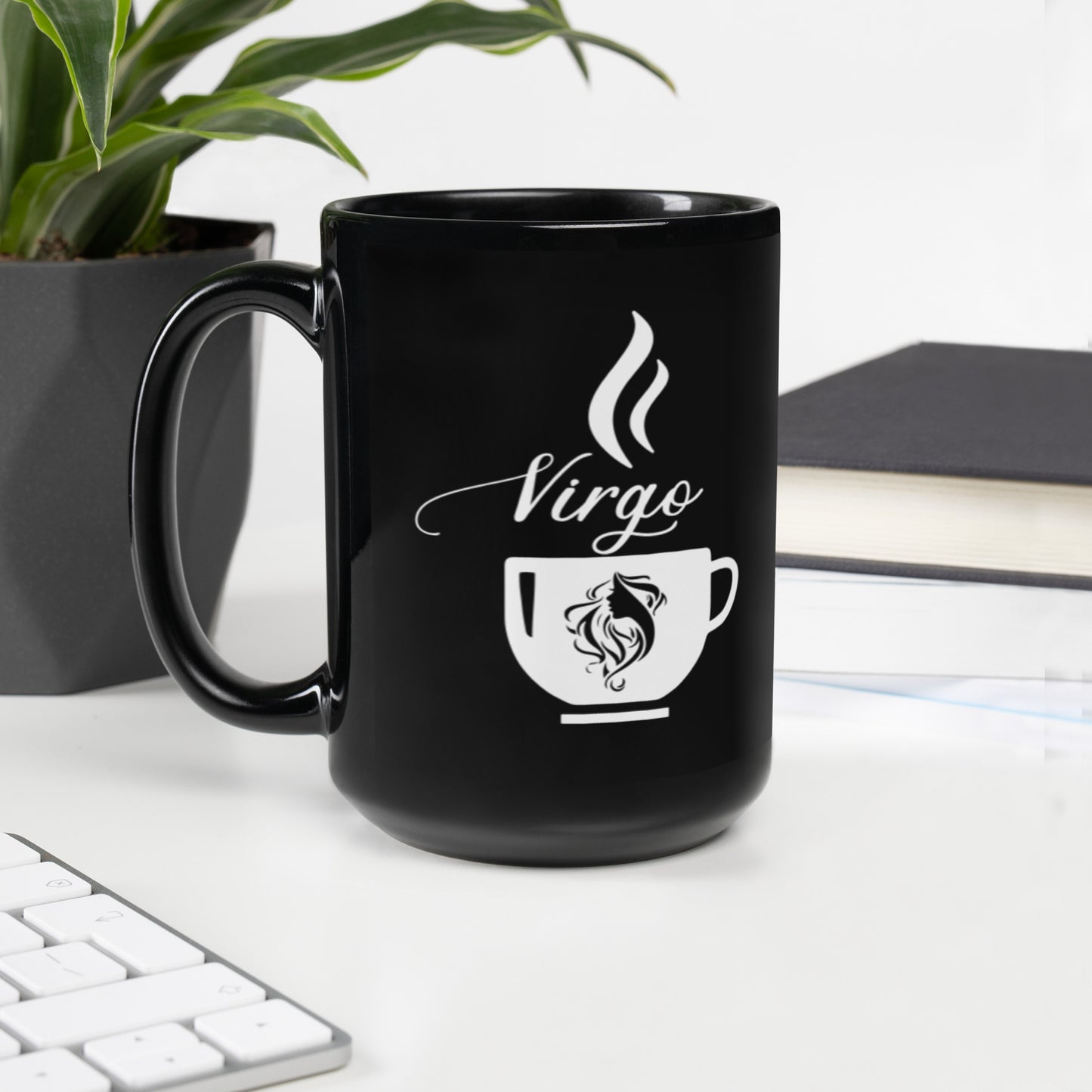 BLACK VIRGO ZODIAC COFFEE MUG